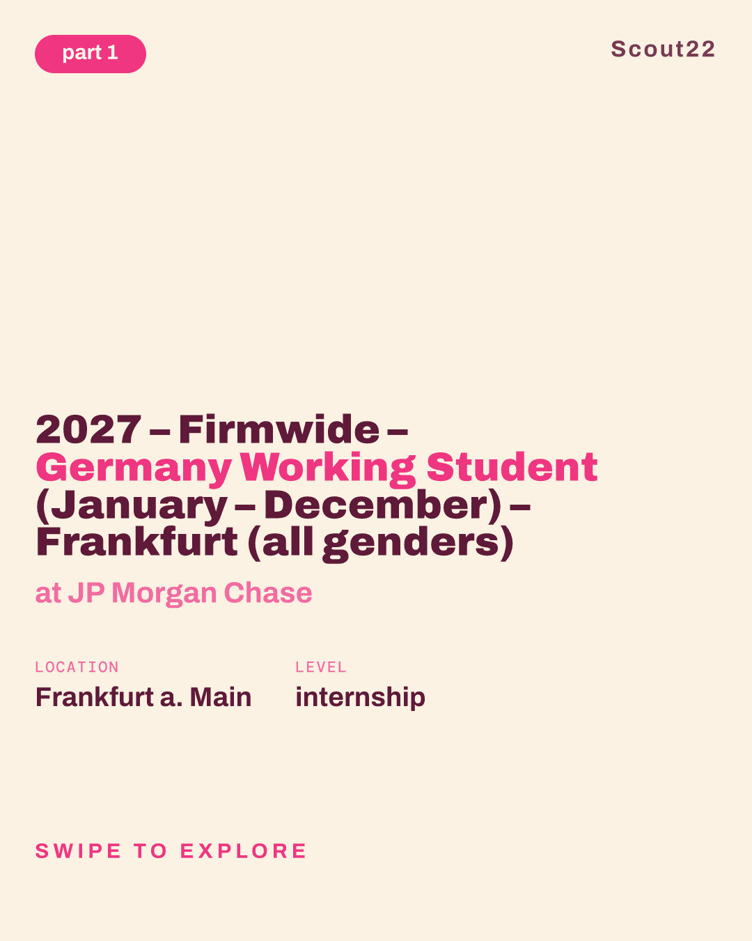 2027 – Firmwide – Germany Working Student (January – December) – Frankfurt (all genders) at JP Morgan Chase