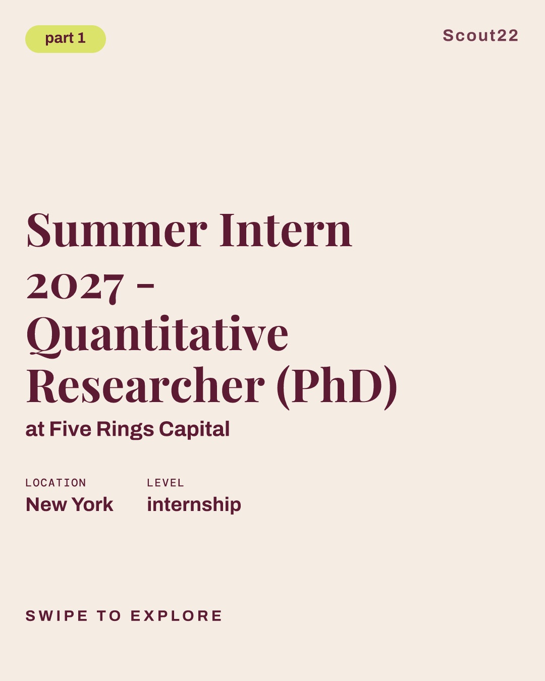 Summer Intern 2027 - Quantitative Researcher (PhD) at Five Rings Capital