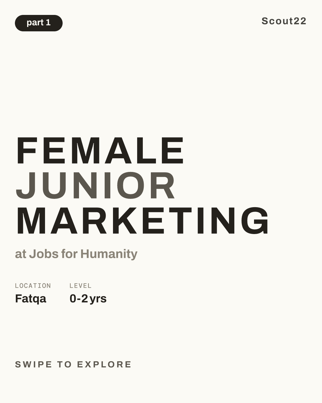 Female Junior Marketing at Jobs for Humanity