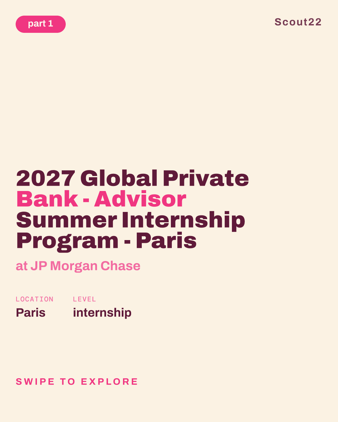 2027 Global Private Bank - Advisor Summer Internship Program - Paris at JP Morgan Chase