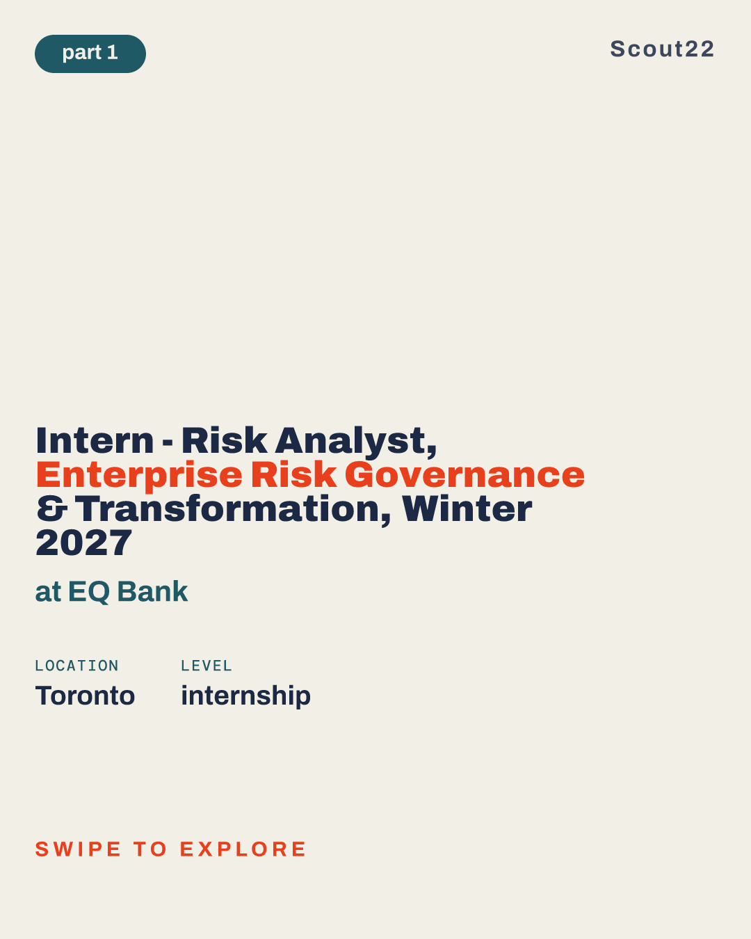 Intern - Risk Analyst, Enterprise Risk Governance & Transformation, Winter 2027 at EQ Bank