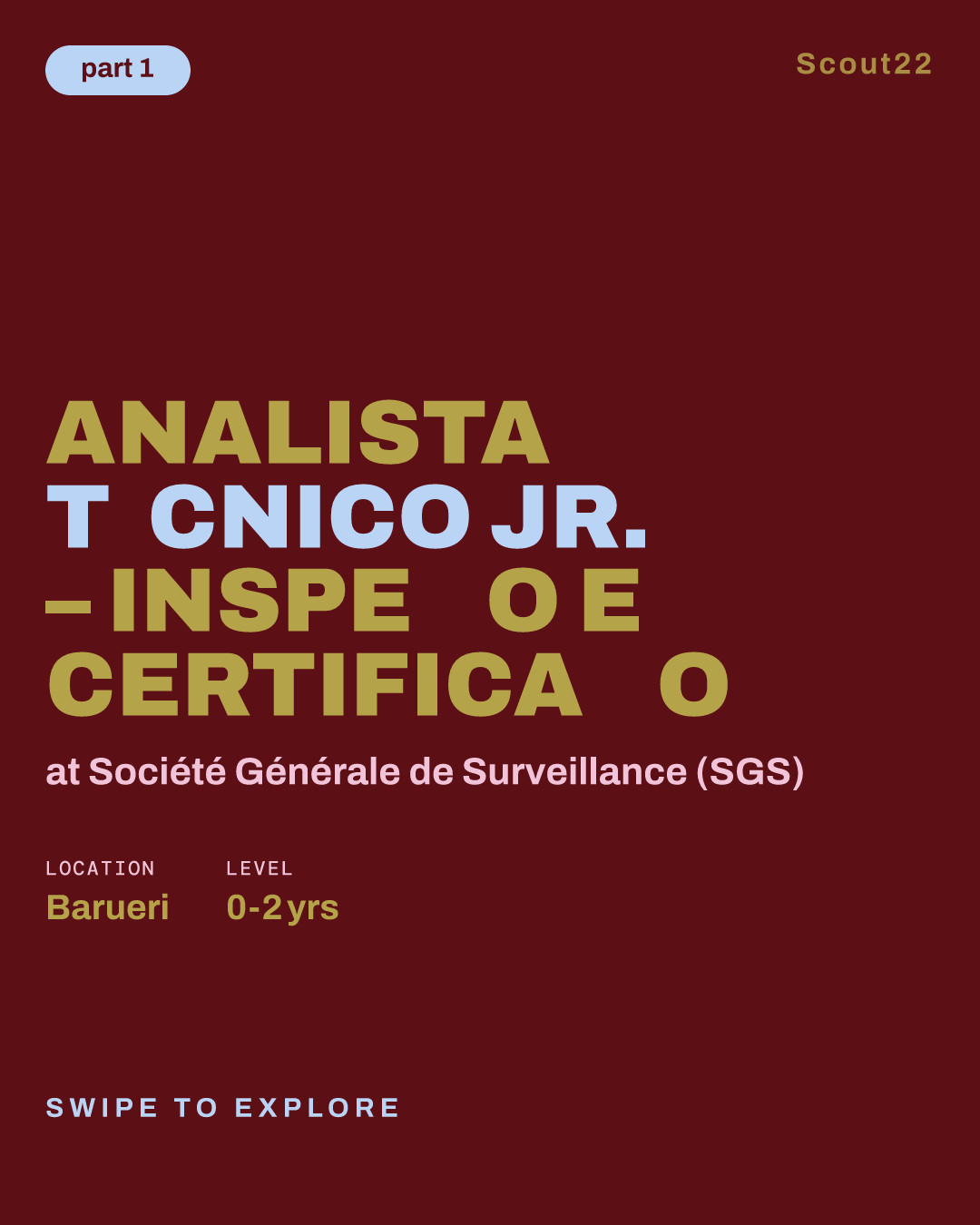 Analista Técnico Jr. – Inspeção e Certificação at Société Générale de Surveillance (SGS)