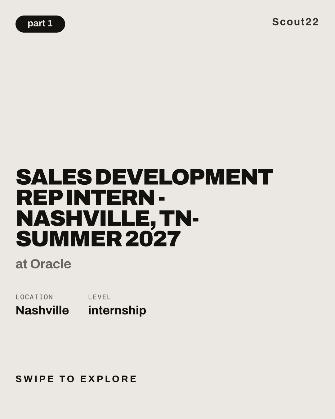 Sales Development Rep Intern - Nashville, TN- Summer 2027 at Oracle