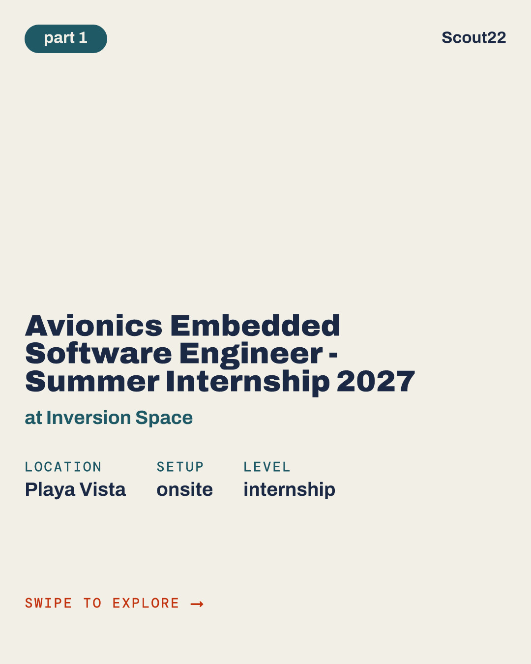 Avionics Embedded Software Engineer - Summer Internship 2027 at Inversion Space