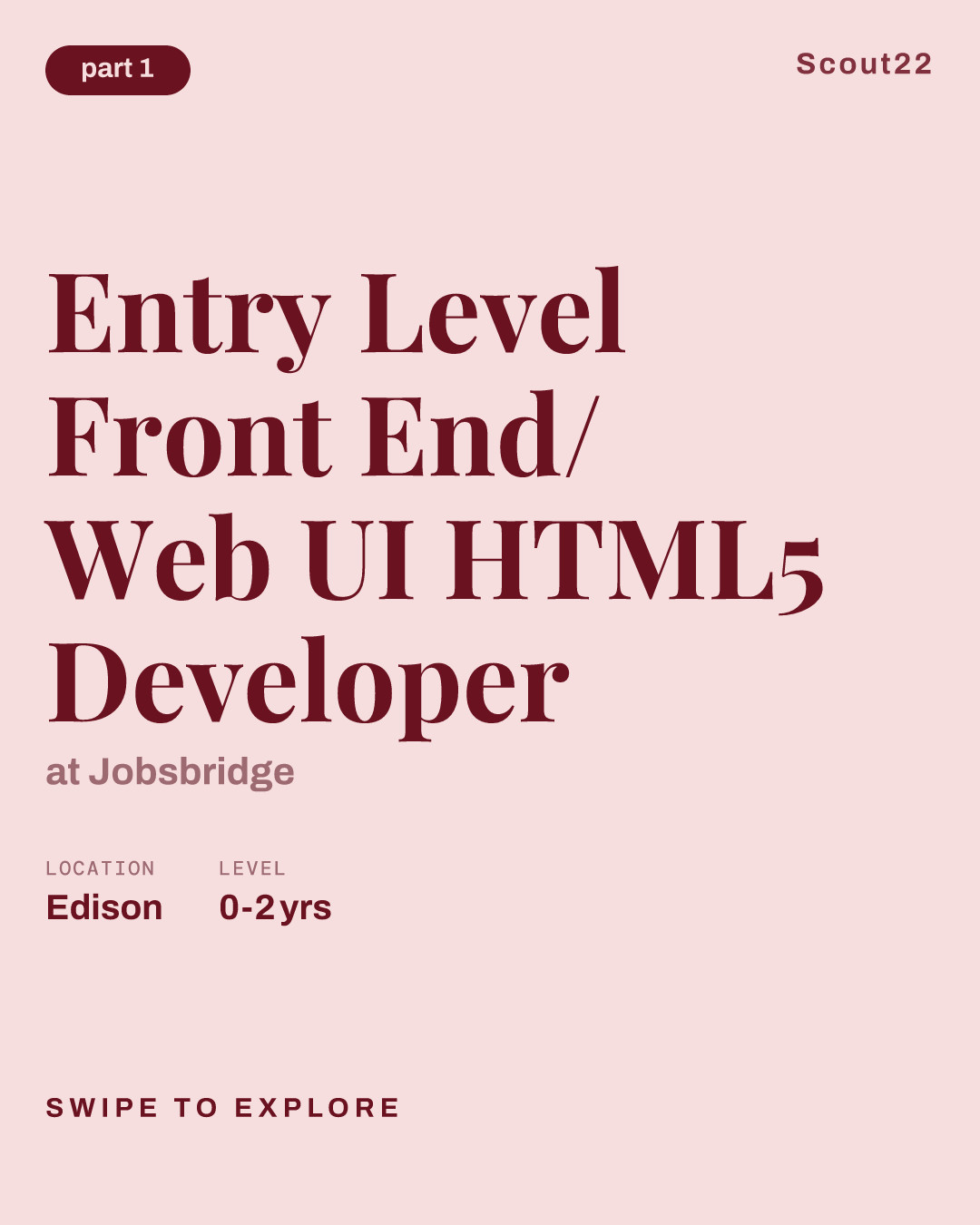 Entry Level Front End/ Web UI HTML5 Developer at Jobsbridge