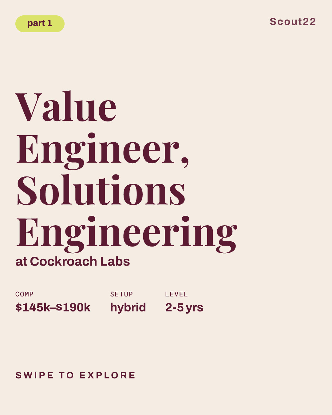 Value Engineer, Solutions Engineering at Cockroach Labs