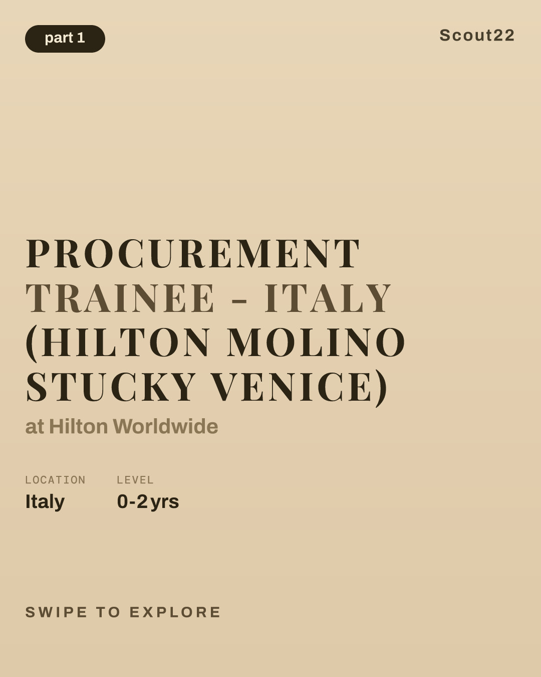 Procurement Trainee - Italy (Hilton Molino Stucky Venice) at Hilton Worldwide