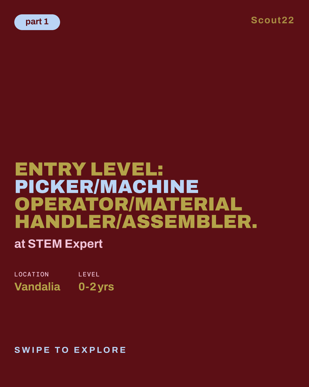 Entry Level: Picker/Machine Operator/Material Handler/Assembler. at STEM Expert