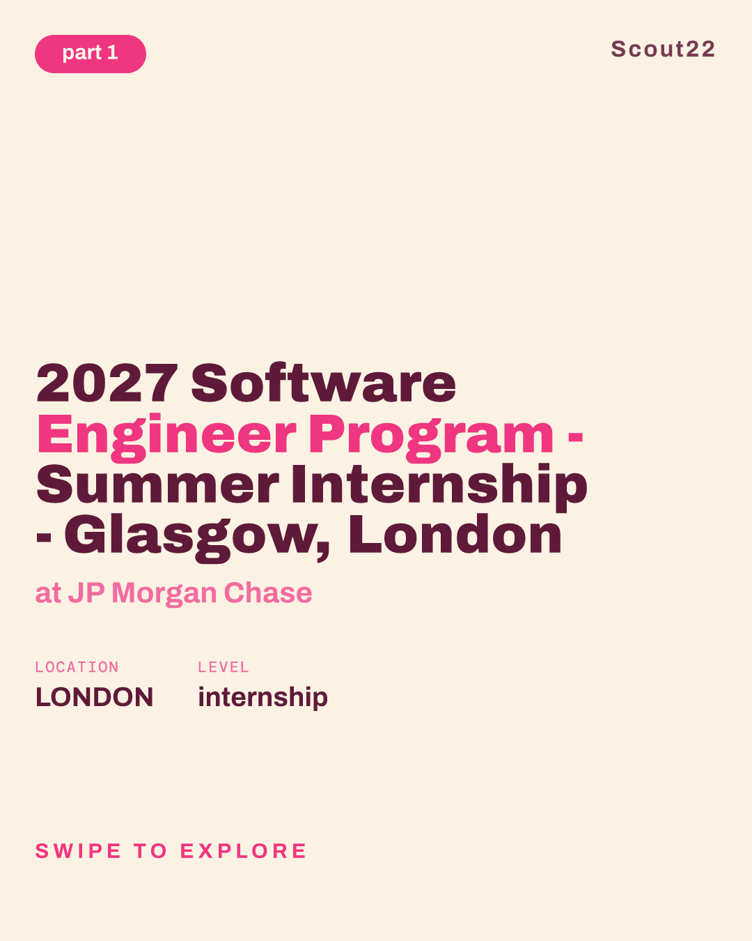 2027 Software Engineer Program - Summer Internship - Glasgow, London at JP Morgan Chase
