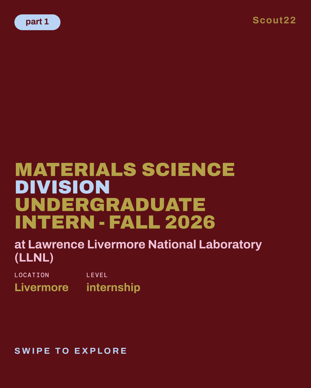 Materials Science Division Undergraduate Intern - Fall 2026 at Lawrence Livermore National Laboratory (LLNL)