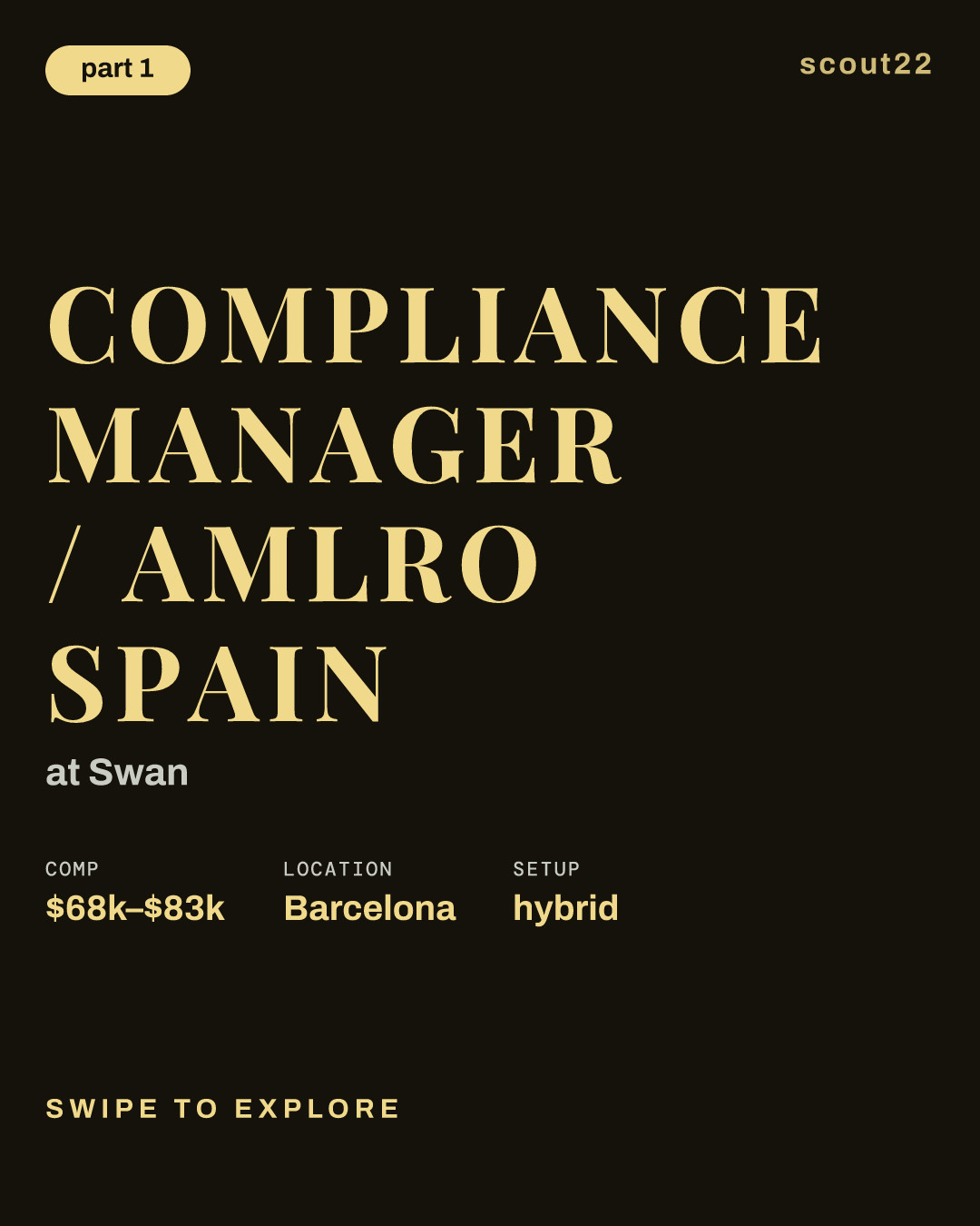 Compliance Manager / AMLRO Spain at Swan