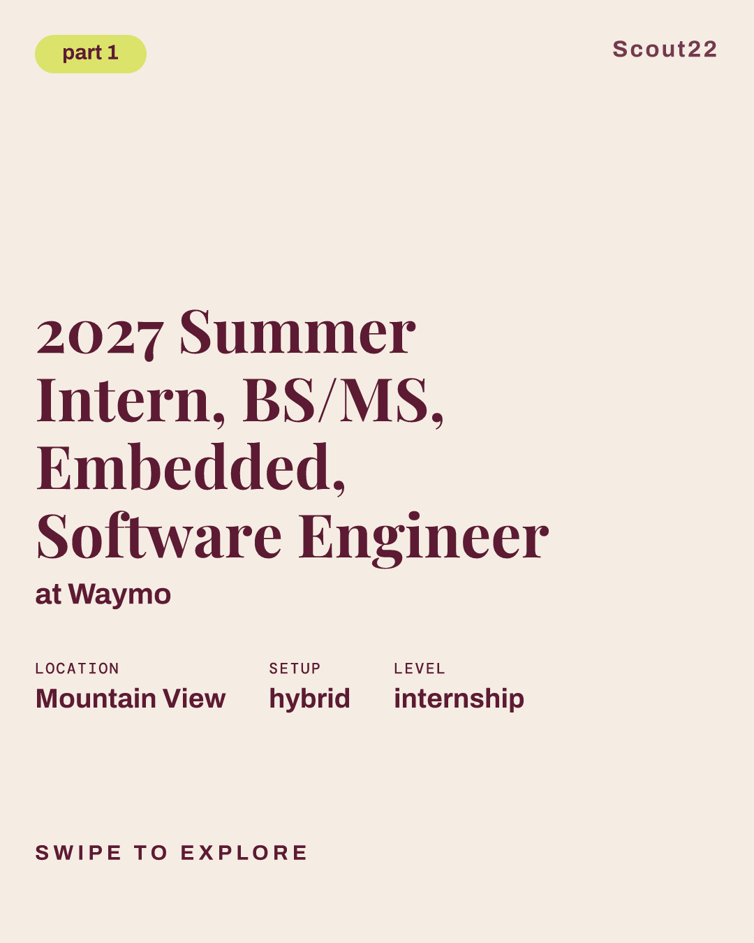 2027 Summer Intern, BS/MS, Embedded, Software Engineer at Waymo