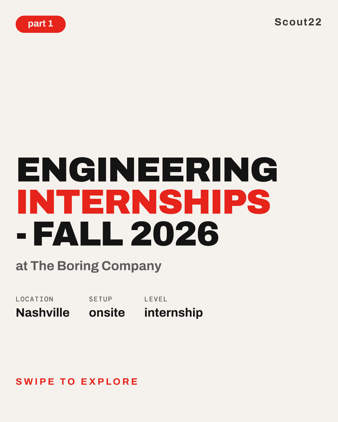 Engineering Internships - Fall 2026 at The Boring Company