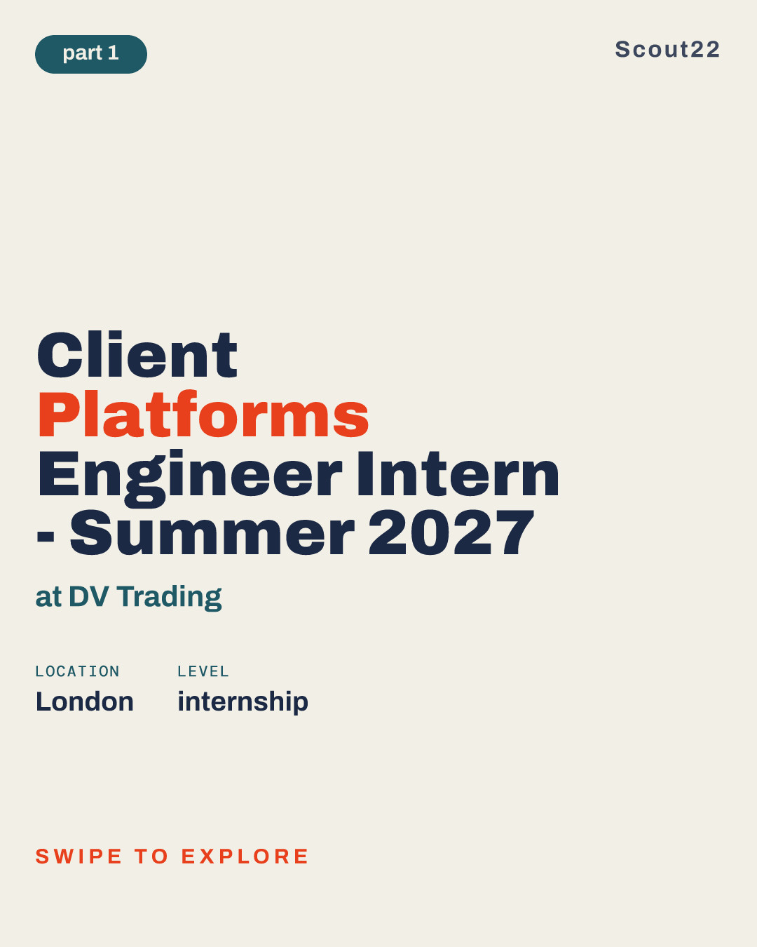 Client Platforms Engineer Intern - Summer 2027 at DV Trading