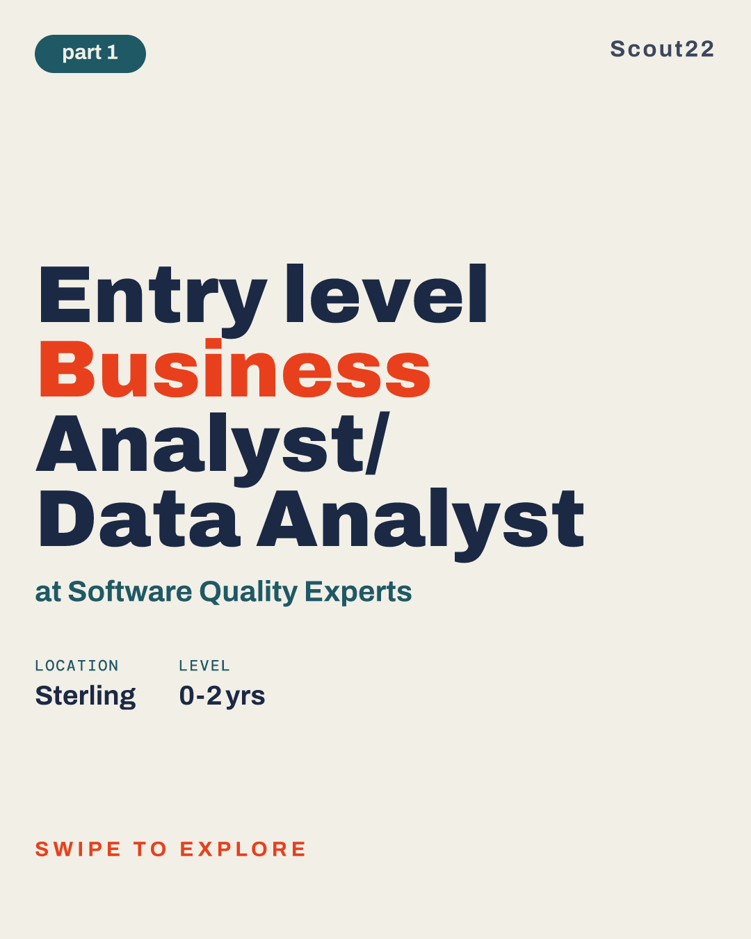 Entry level Business Analyst/ Data Analyst at Software Quality Experts