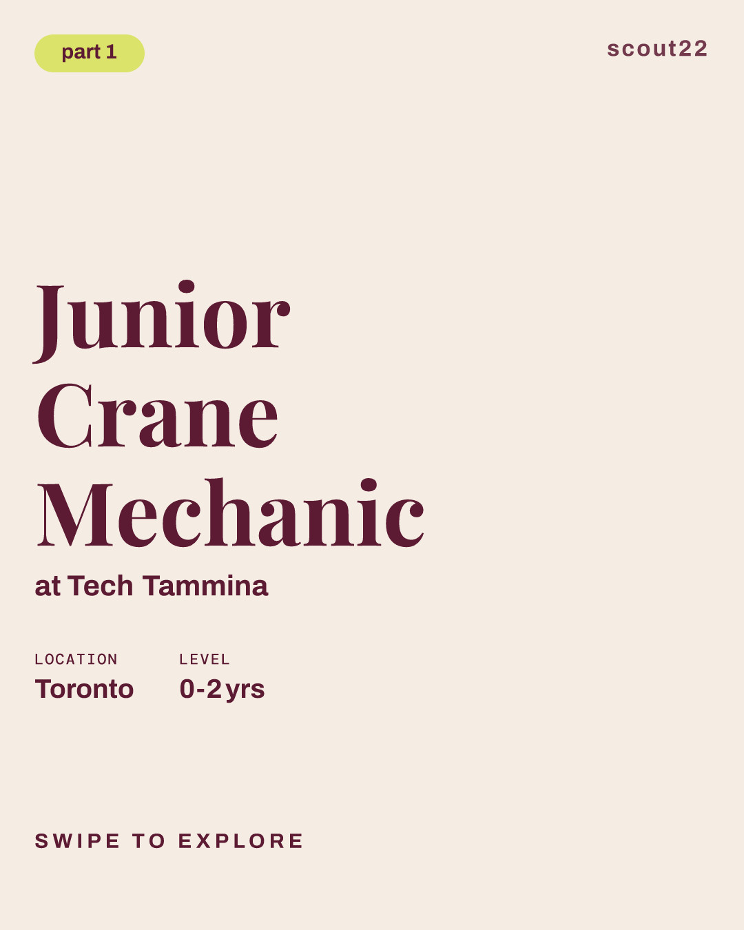 Junior Crane Mechanic at Tech Tammina
