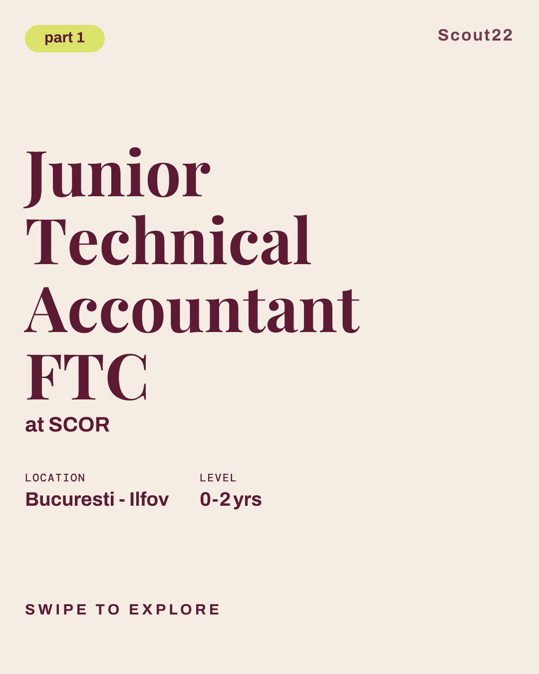 Junior Technical Accountant FTC at SCOR
