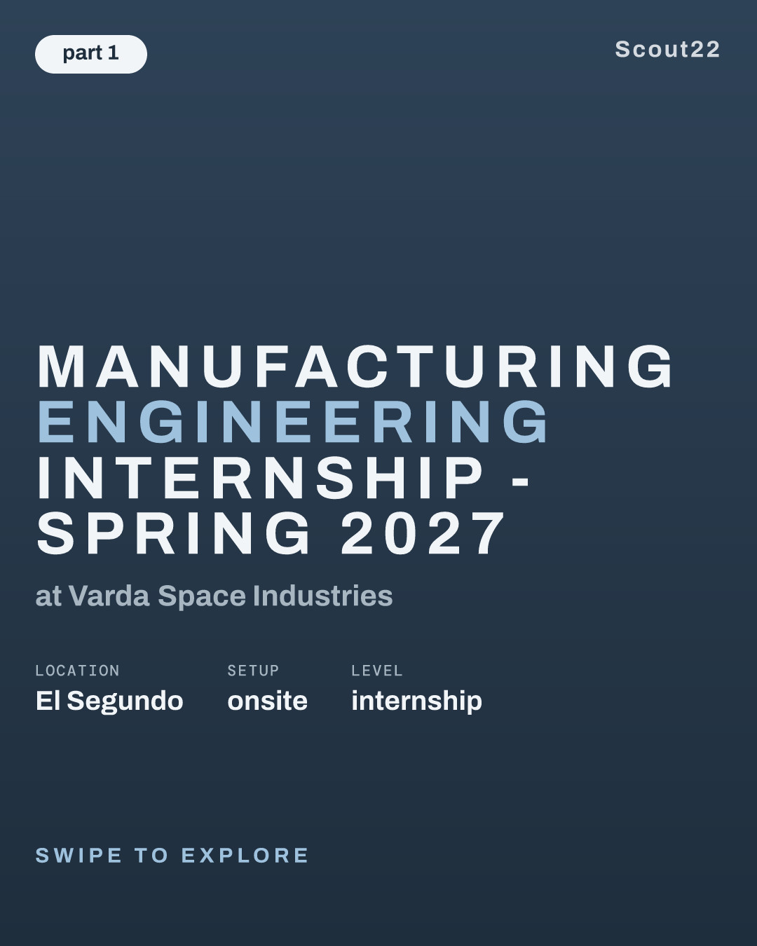 Manufacturing Engineering Internship - Spring 2027 at Varda Space Industries