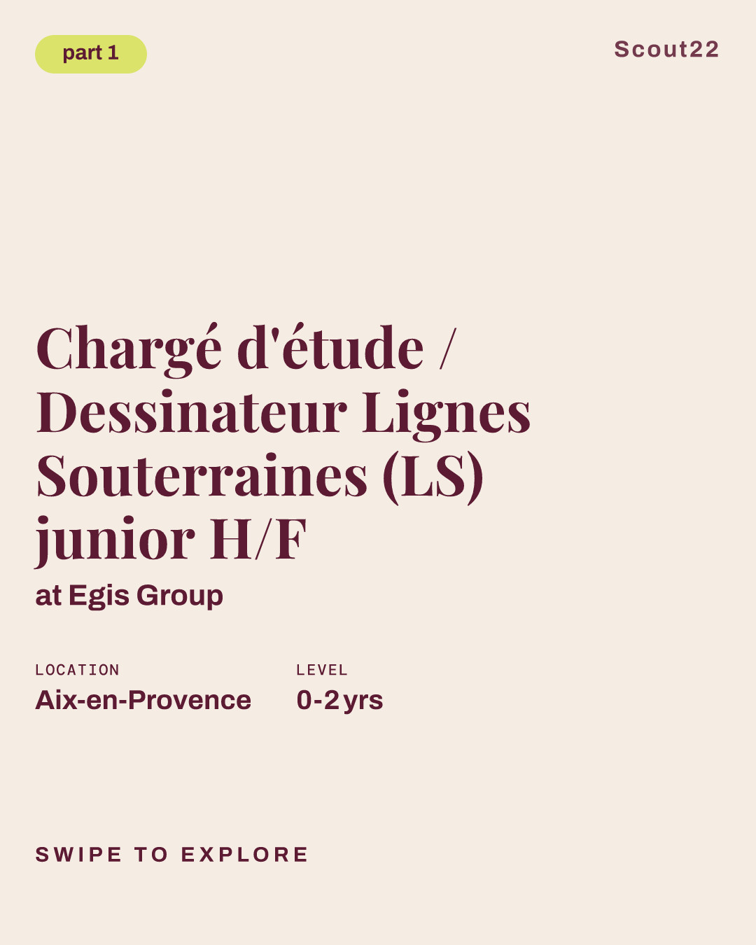 Chargé d'étude / Dessinateur Lignes Souterraines (LS) junior H/F at Egis Group
