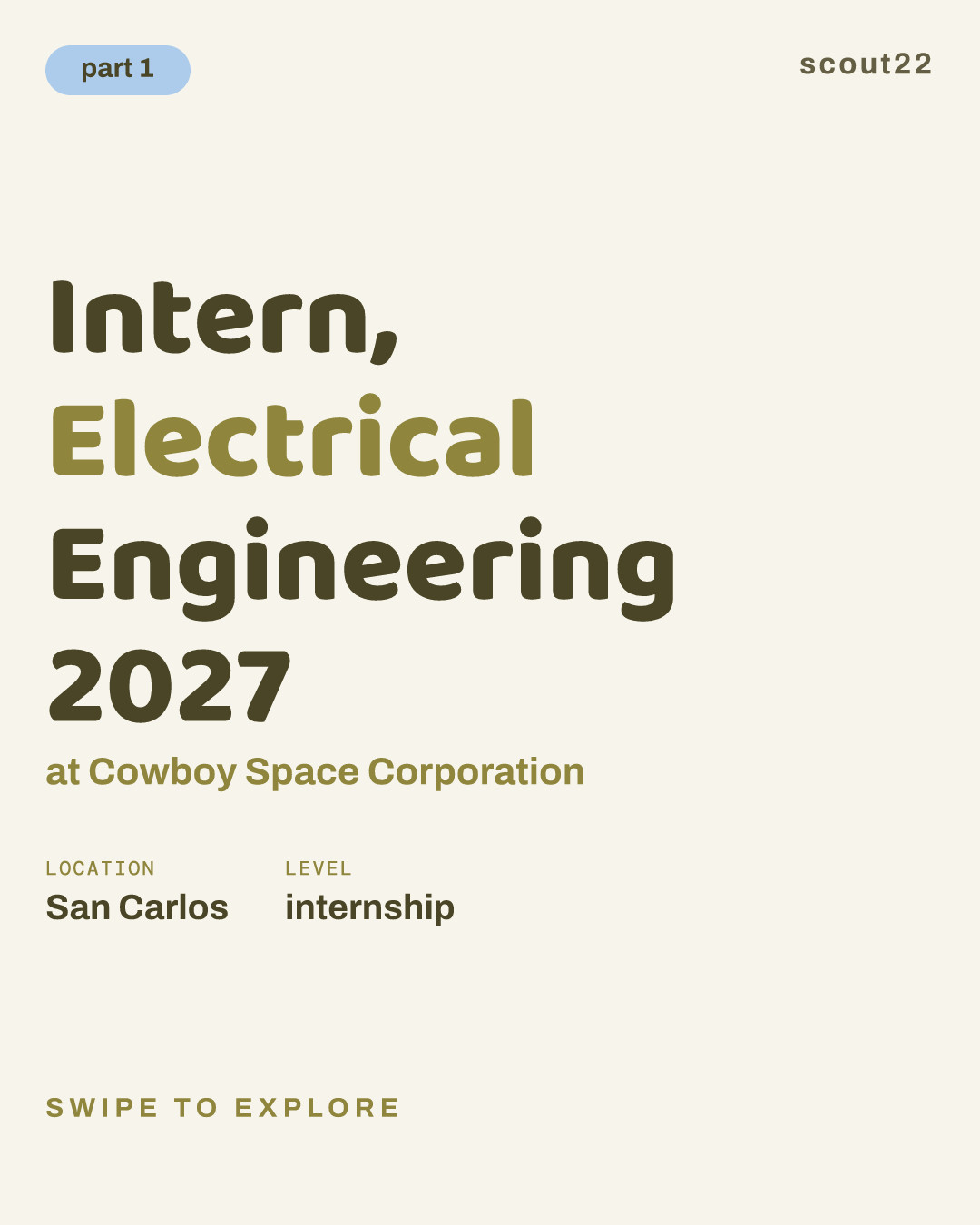 Intern, Electrical Engineering 2027 at Cowboy Space Corporation