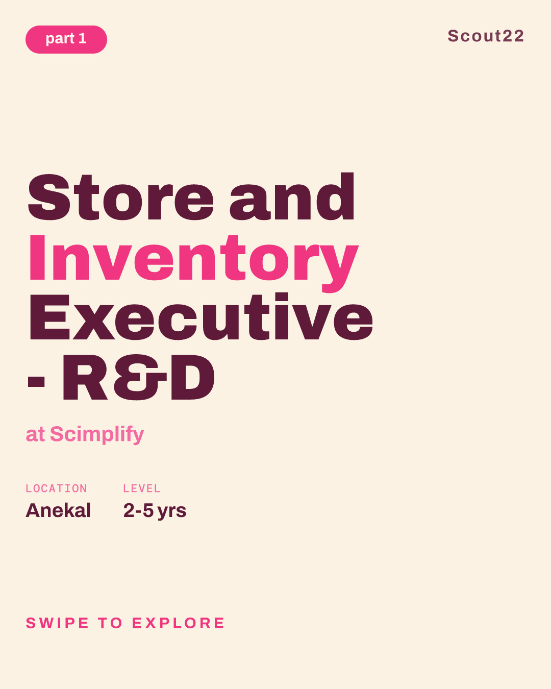 Store and Inventory Executive - R&D at Scimplify