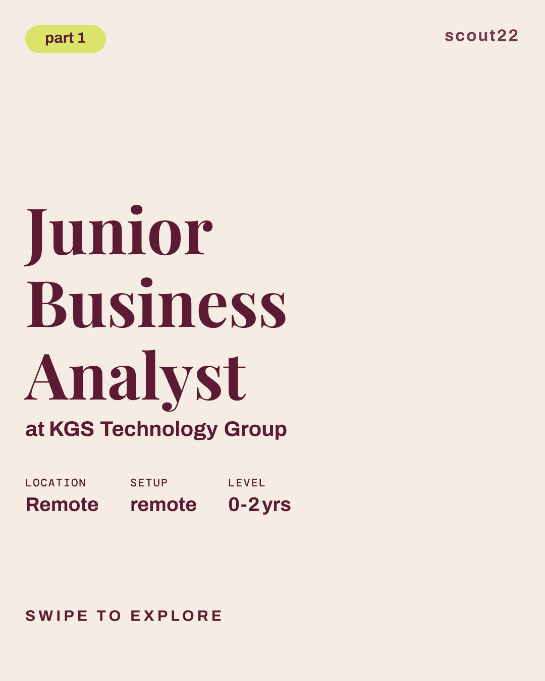 Junior Business Analyst at KGS Technology Group