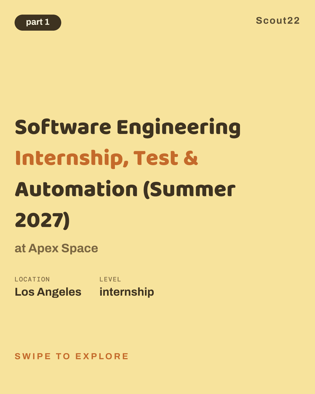 Software Engineering Internship, Test & Automation (Summer 2027) at Apex Space