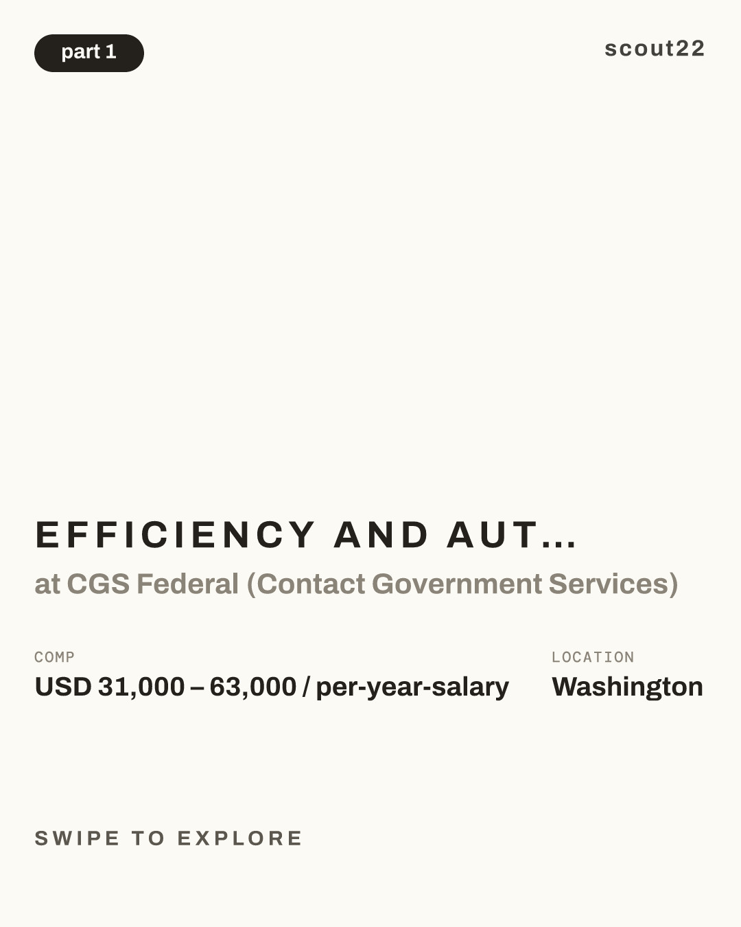 Efficiency and Automation Analyst (EAA) – Junior at CGS Federal (Contact Government Services)