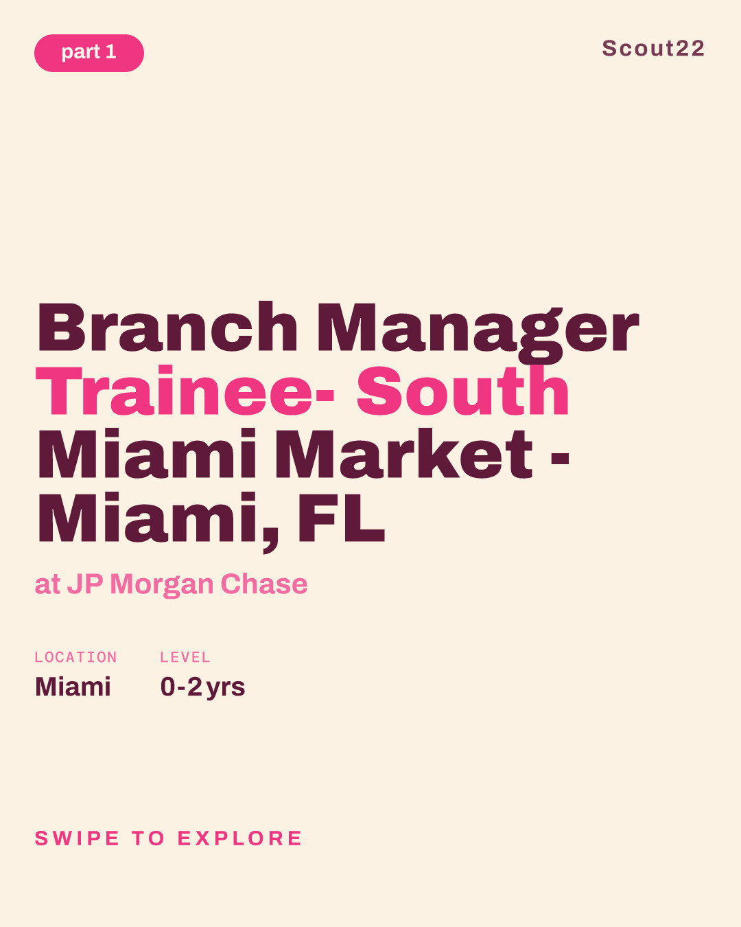 Branch Manager Trainee- South Miami Market - Miami, FL at JP Morgan Chase