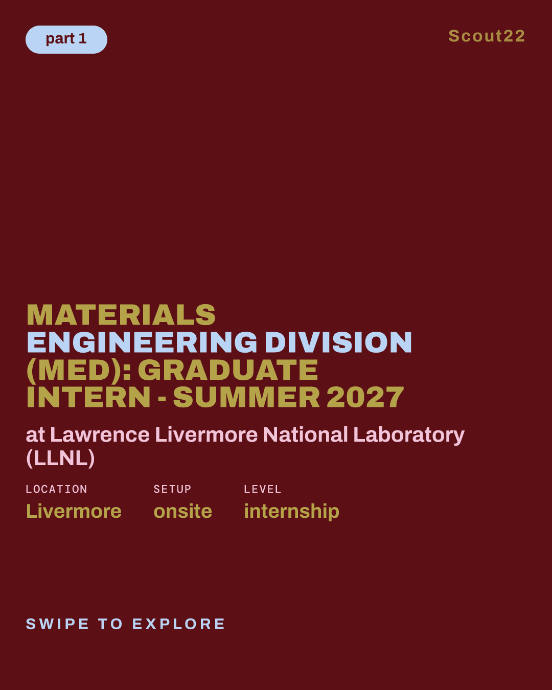Materials Engineering Division (MED): Graduate Intern - Summer 2027 at Lawrence Livermore National Laboratory (LLNL)