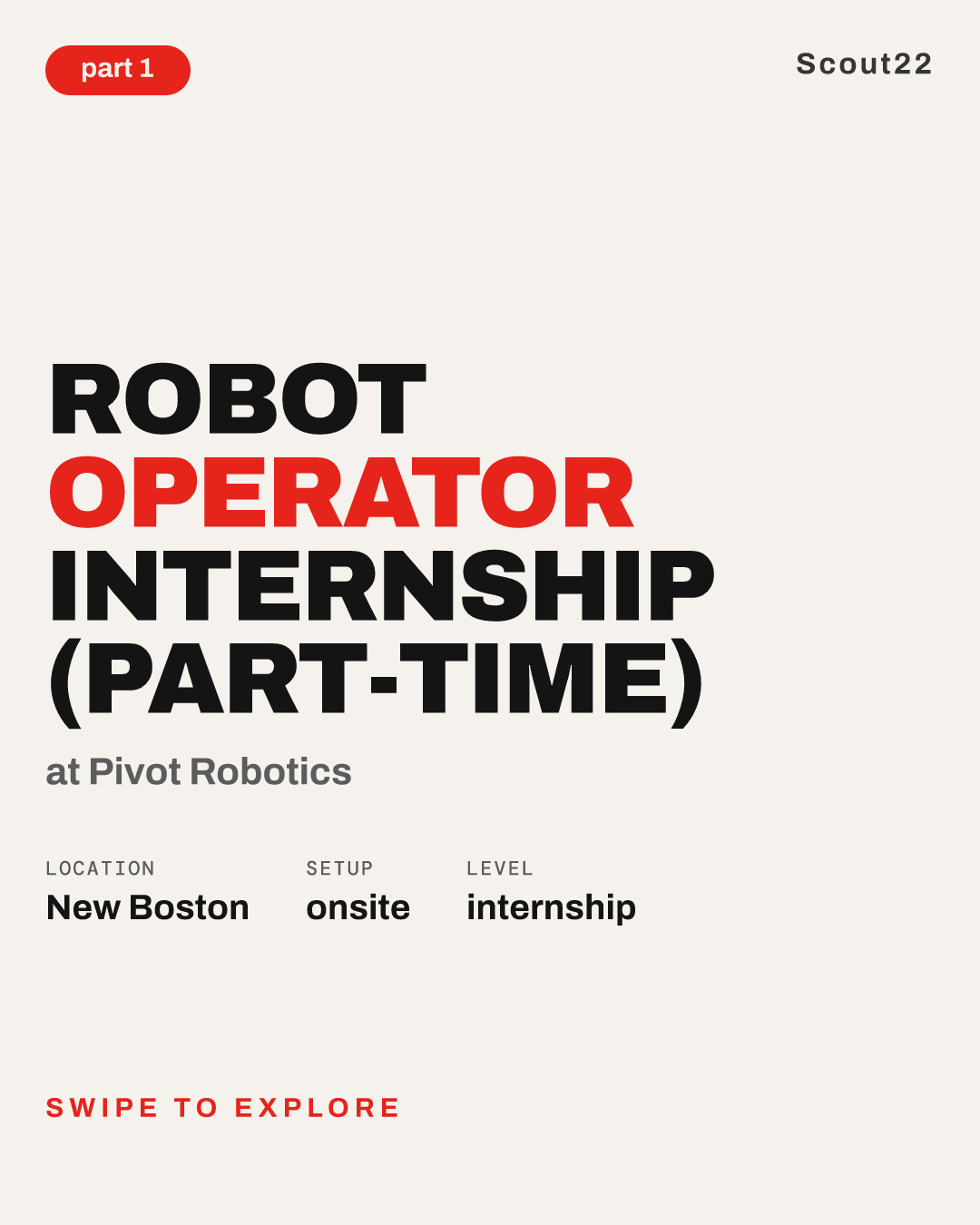 Robot Operator Internship (Part-Time) at Pivot Robotics