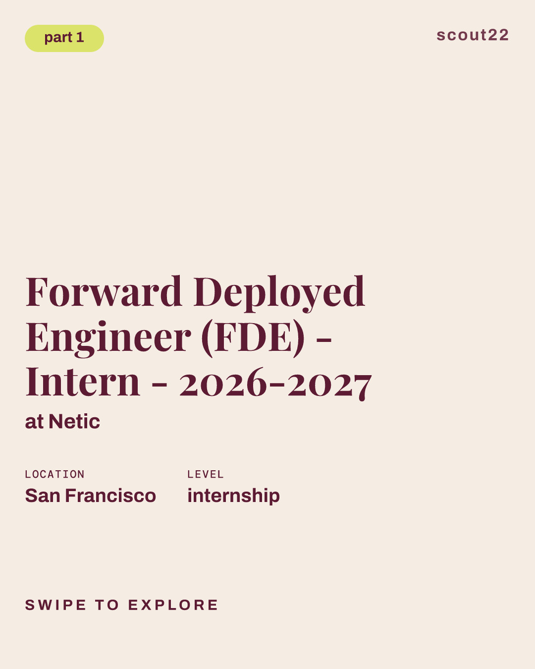 Forward Deployed Engineer (FDE) - Intern - 2026-2027 at Netic