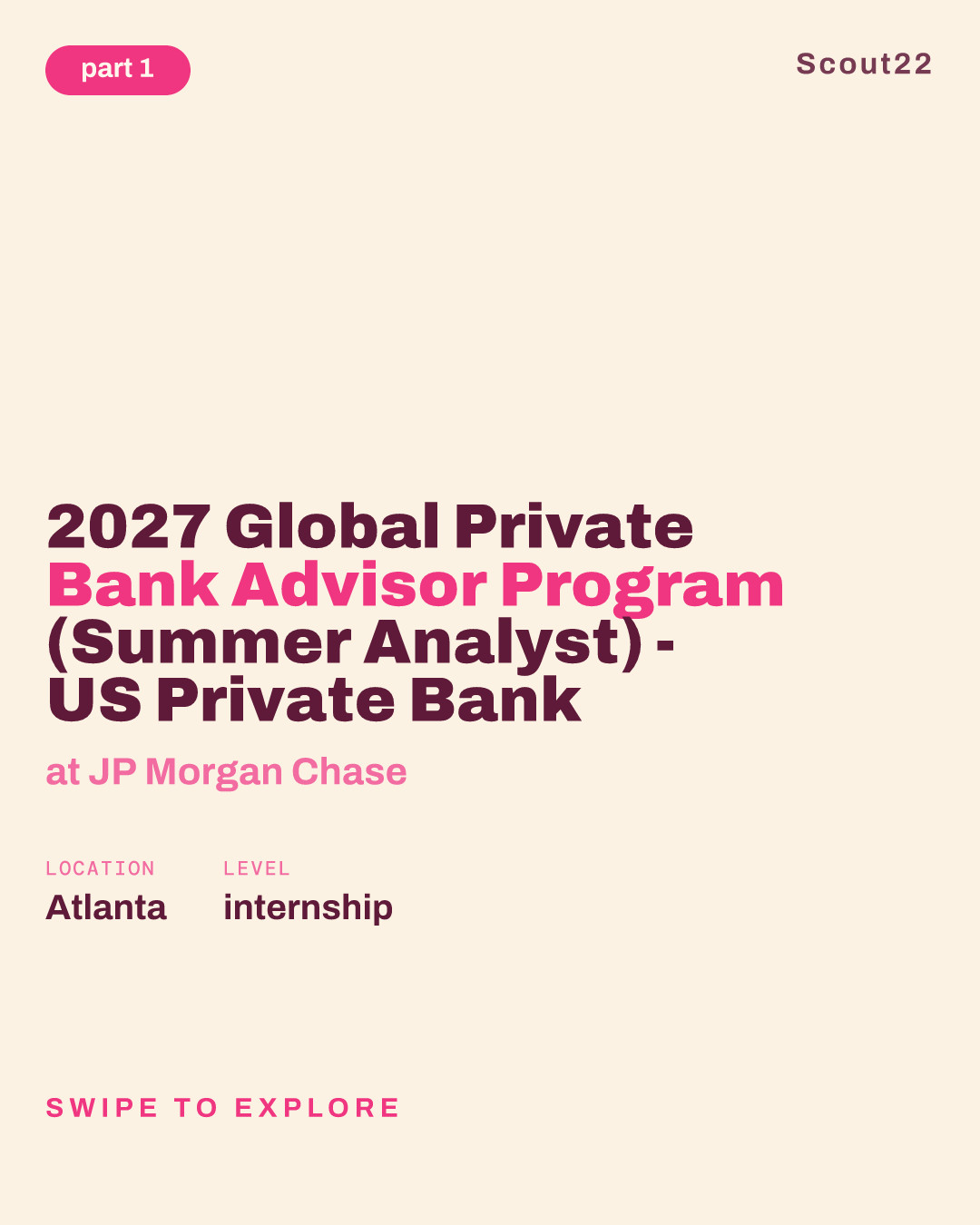 2027 Global Private Bank Advisor Program (Summer Analyst) - US Private Bank at JP Morgan Chase