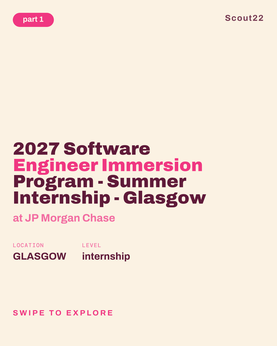 2027 Software Engineer Immersion Program - Summer Internship - Glasgow at JP Morgan Chase