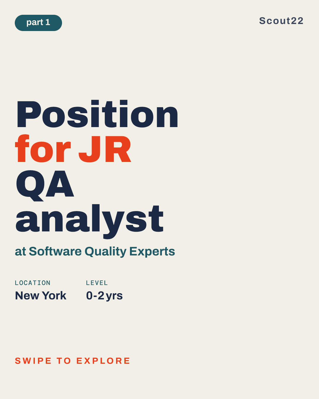 Position for JR QA analyst at Software Quality Experts