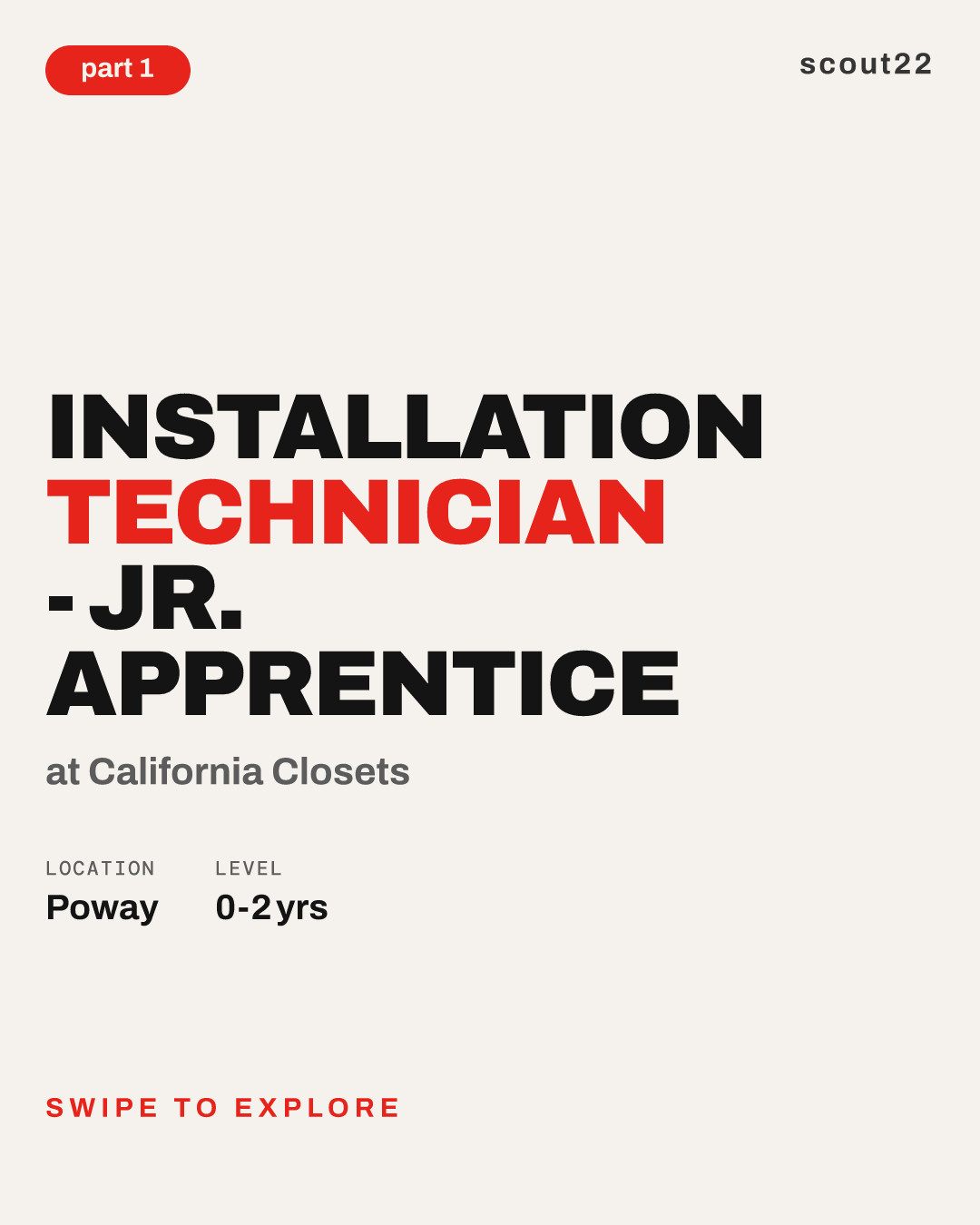 Installation Technician - Jr. Apprentice at California Closets