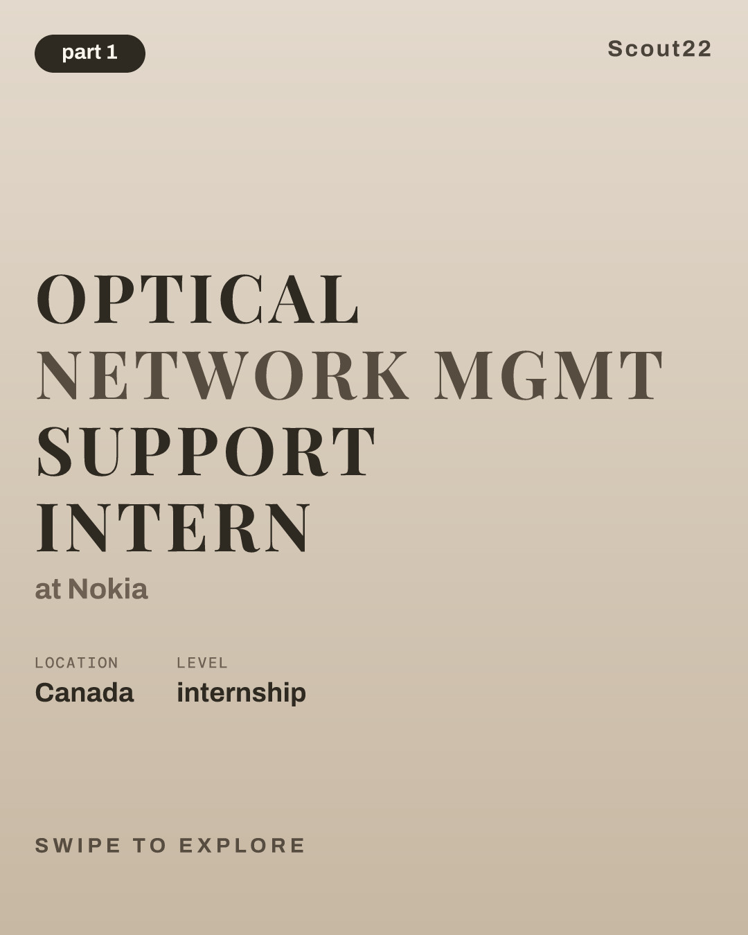Optical Network Mgmt Support Intern at Nokia