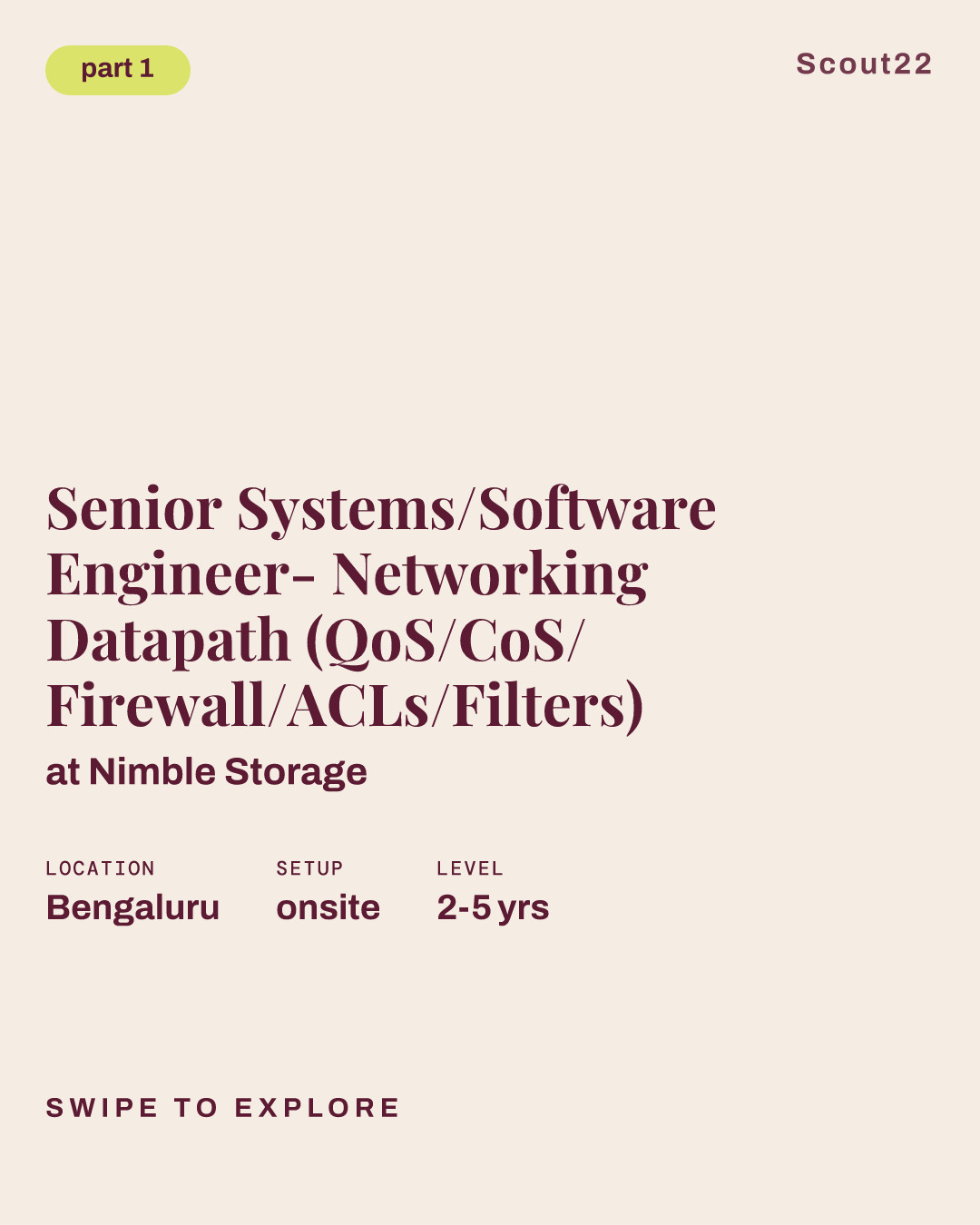 Senior Systems/Software Engineer- Networking Datapath (QoS/CoS/ Firewall/ACLs/Filters) at Nimble Storage