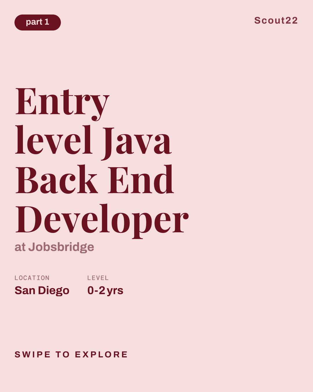 Entry level Java Back End Developer at Jobsbridge