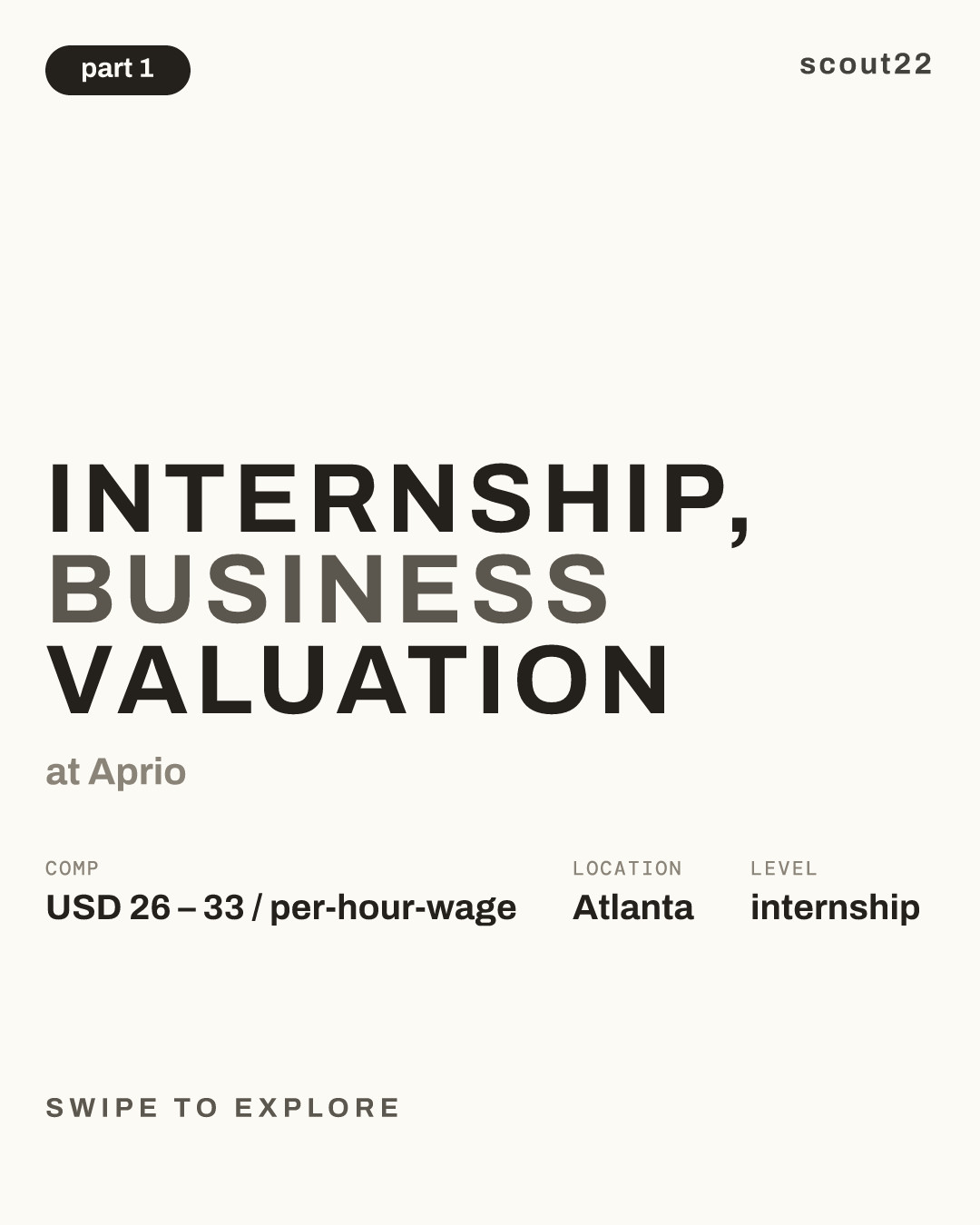 Internship, Business Valuation at Aprio