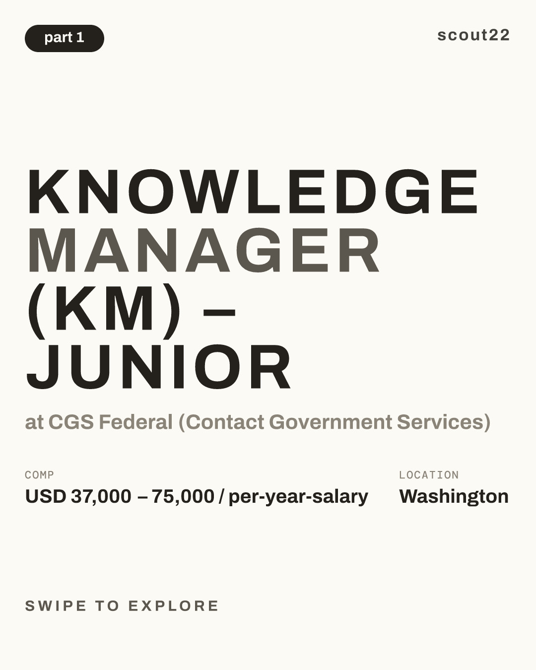 Knowledge Manager (KM) – Junior at CGS Federal (Contact Government Services)