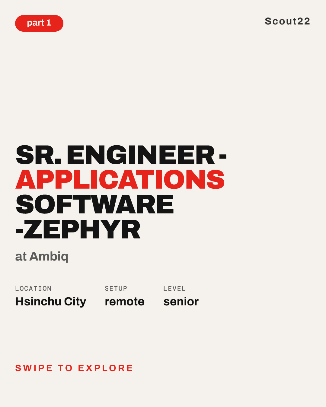 Sr. Engineer - Applications Software -Zephyr at Ambiq