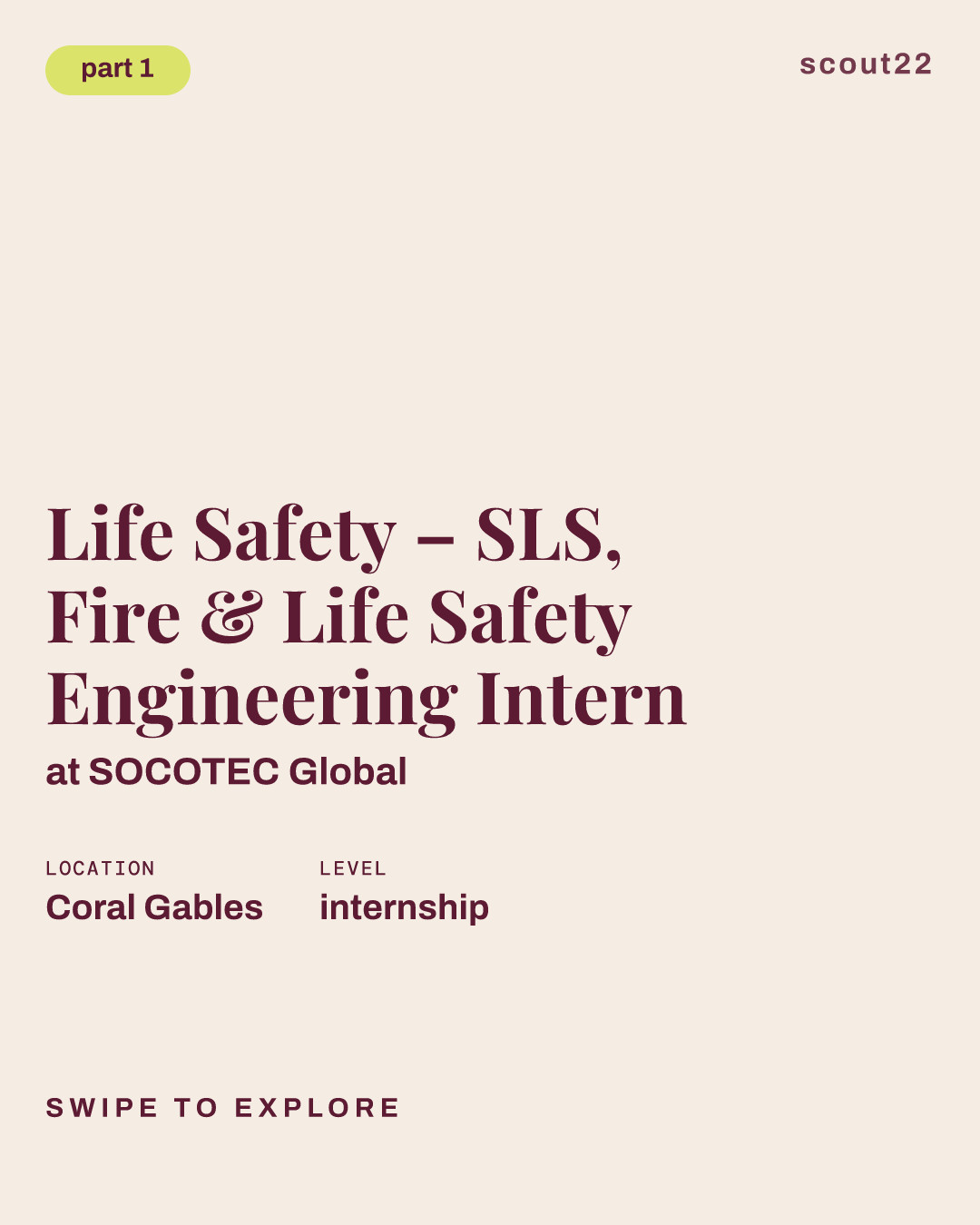 Life Safety – SLS, Fire & Life Safety Engineering Intern at SOCOTEC Global