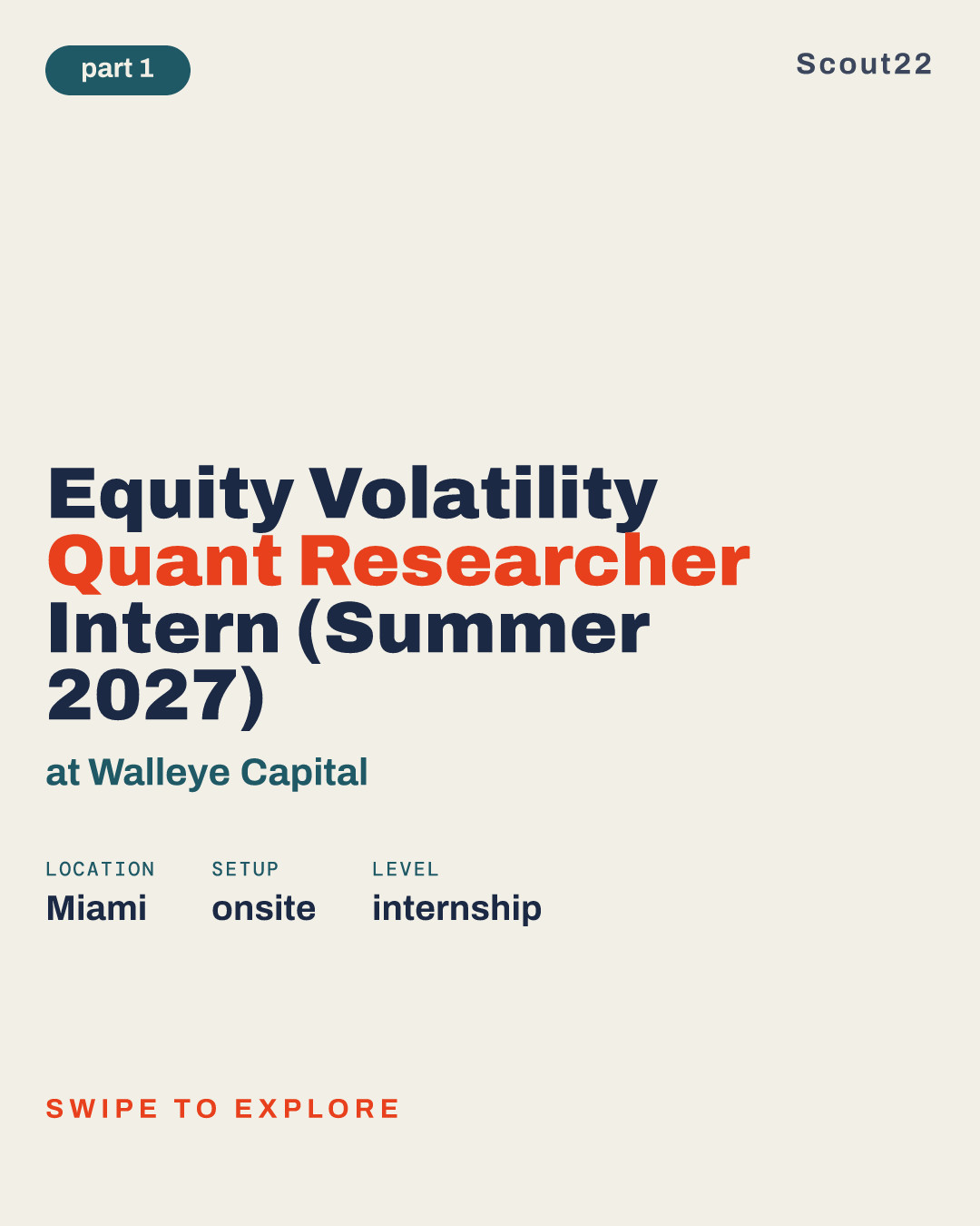 Equity Volatility Quant Researcher Intern (Summer 2027) at Walleye Capital