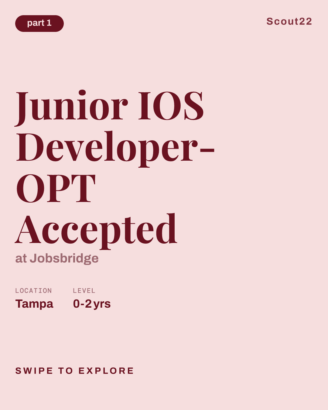 Junior IOS Developer- OPT Accepted at Jobsbridge