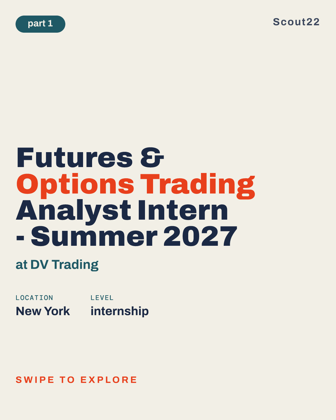 Futures & Options Trading Analyst Intern - Summer 2027 at DV Trading
