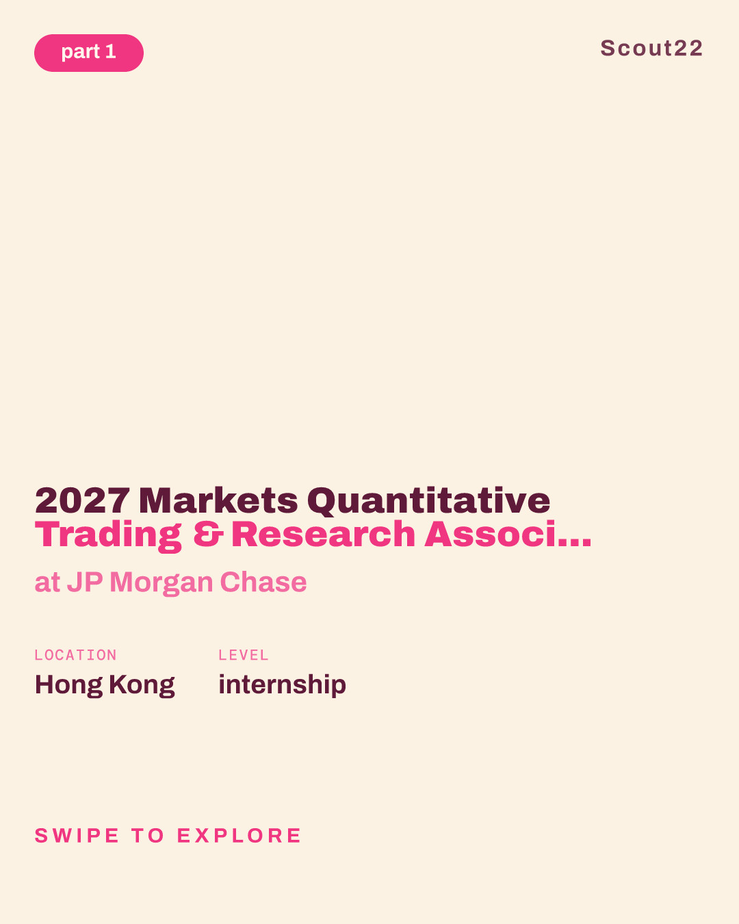 2027 Markets Quantitative Trading & Research Associate Program – Off-Cycle Internship - Hong Kong at JP Morgan Chase