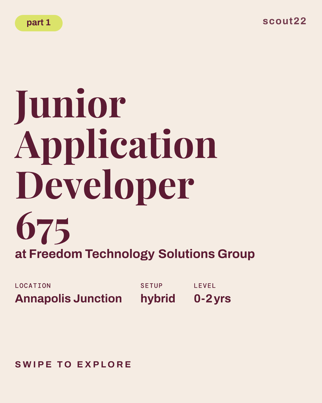 Junior Application Developer 675 at Freedom Technology Solutions Group