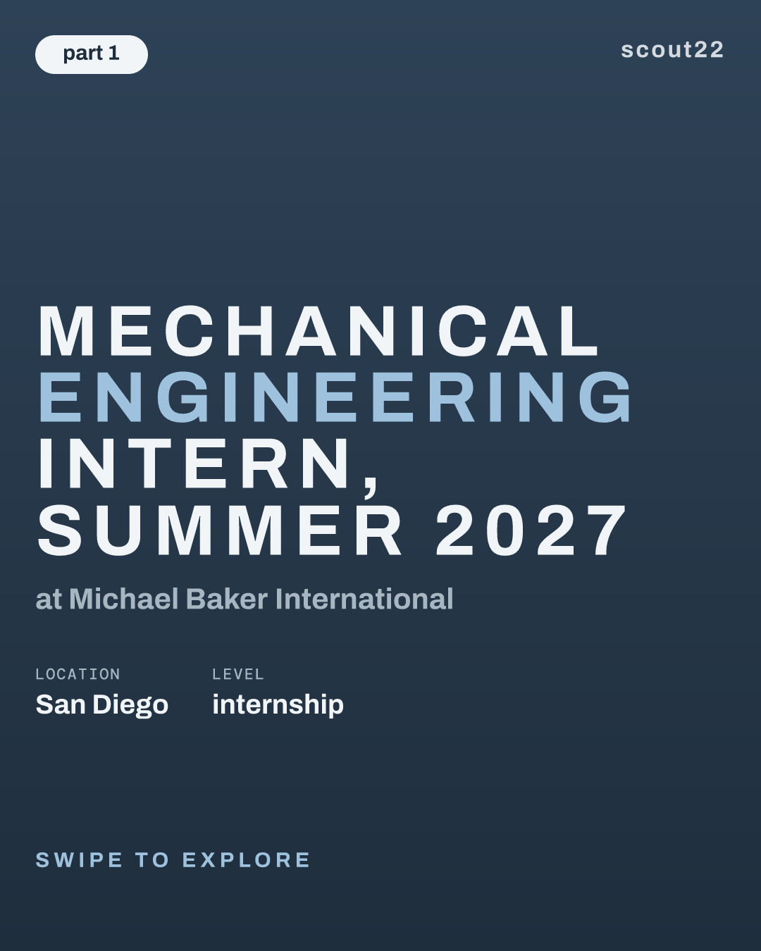 Mechanical Engineering Intern, Summer 2027 at Michael Baker International