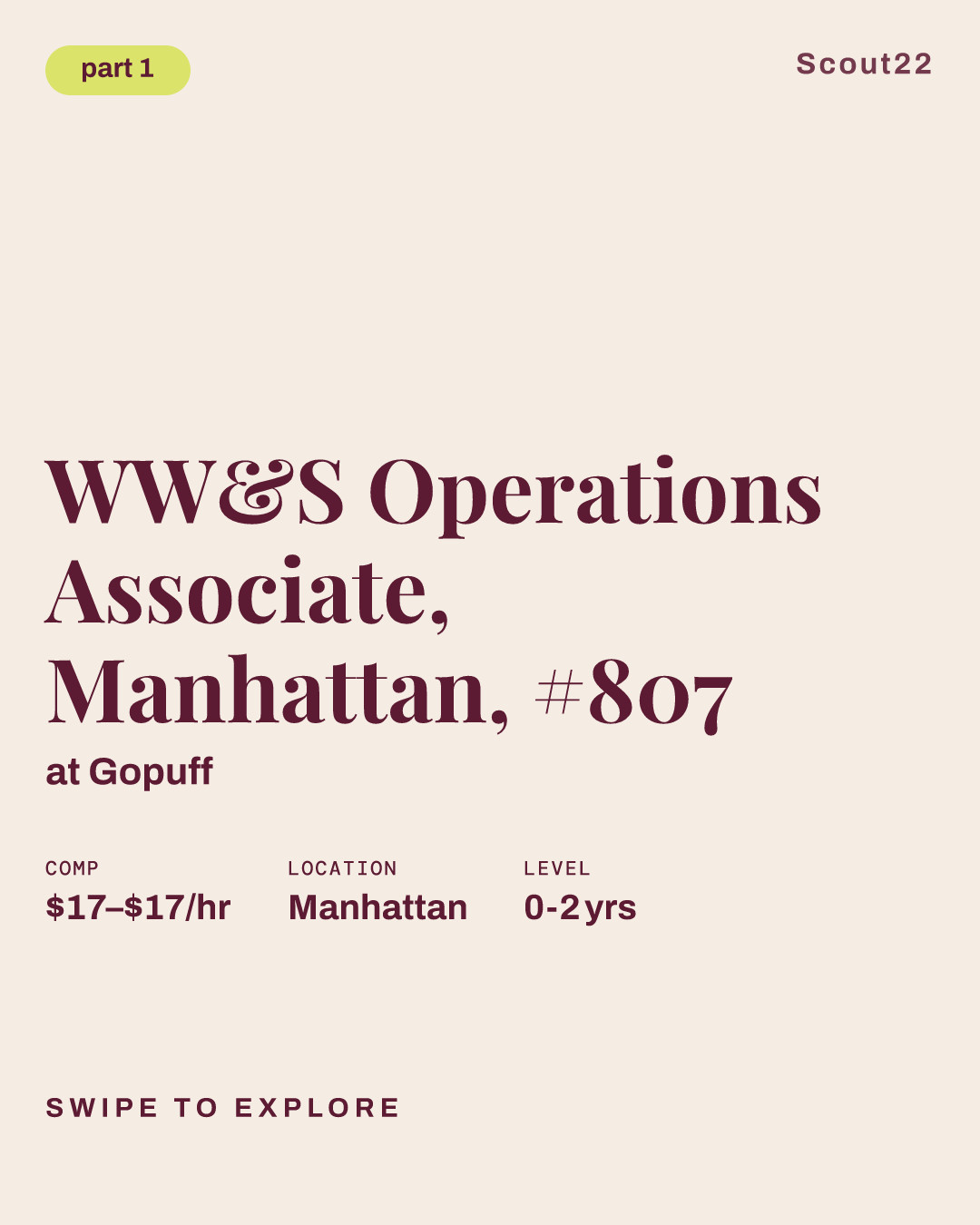 WW&S Operations Associate, Manhattan, #807 at Gopuff